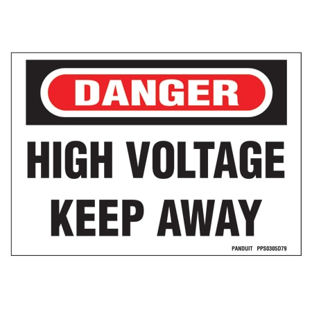 Panduit Adhsv Sign, Polyester, Danger Header, High Voltage., PPS0305D79, PK 5 PPS0305D79